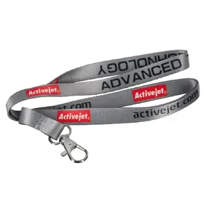 Lanyard ActiveJet adjustable grey — textile neck strap with mechanical fastener, 1 pc