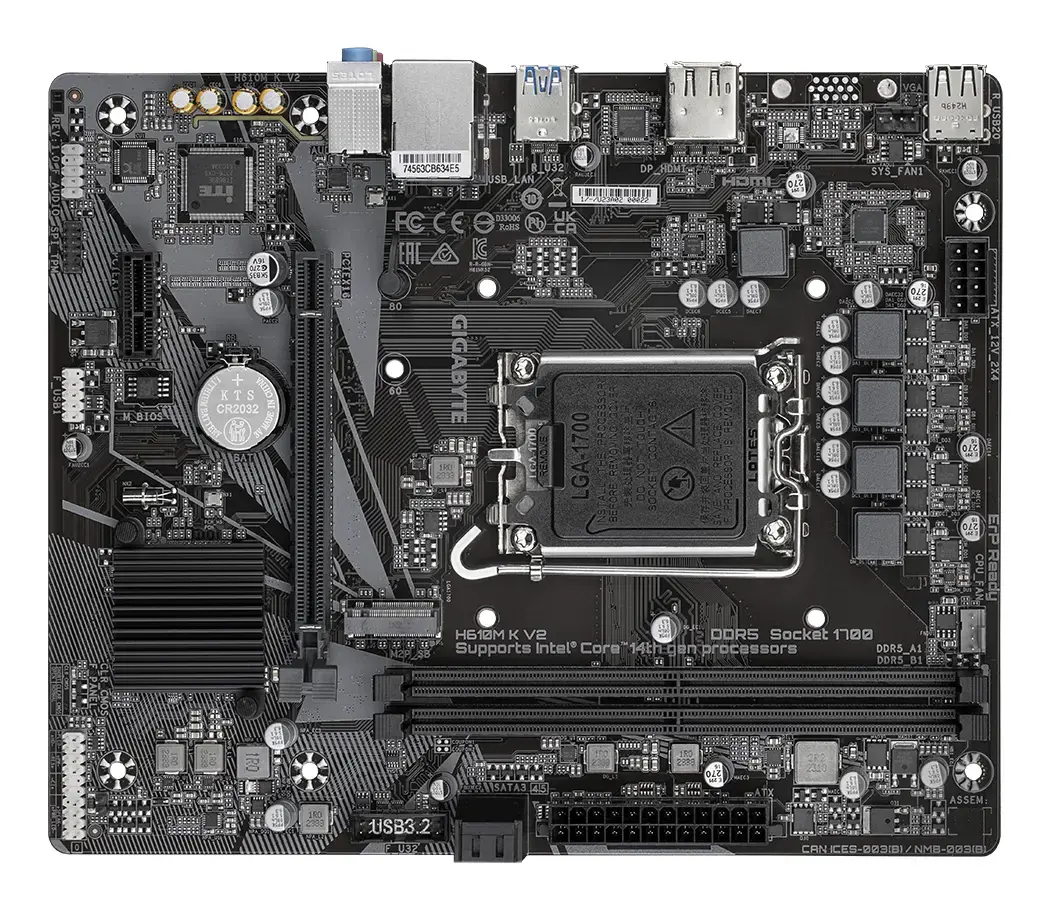 Материнская плата GIGABYTE H610M K V2, H610 Photo 4