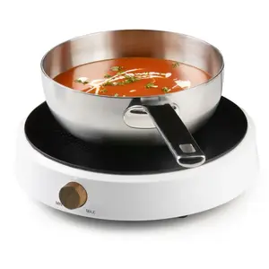 Countertop induction hob Domo DO30112IP 1-zone zoneless, 28 cm, 2000 W, rotary front control, black/white