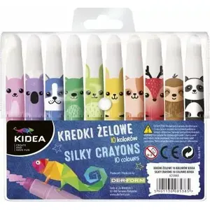 Derform gelkrīti KIDEA 10 krāsas — komplekts ar 10 gelkrītiem zīmēšanai