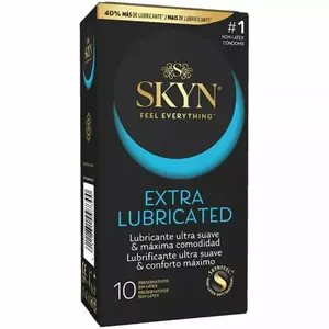 Condoms SKYN EXTRA LUBRICATED, pack of 10 – non-latex polyisoprene, extra lubrication