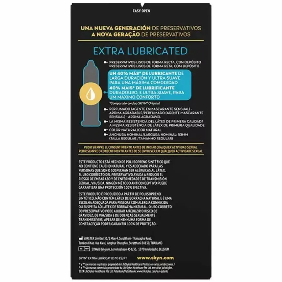 Condoms SKYN EXTRA LUBRICATED — pack of 10 Photo 2