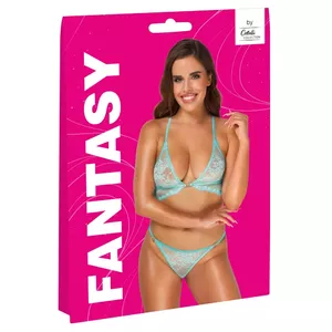 Комплект Fantasy by Cottelli бюстгальтер и трусики S/M чёрный, кружево, без косточек, регулируемые перекрёстные бретели