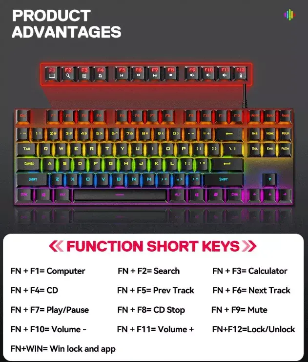 RoGer K80 Wired Mechanical Gaming Keyboard Photo 3