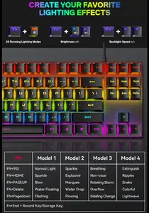 Wired Mechanical Gaming Keyboard RoGer K80 — RGB lighting, USB connection, model K80-BK