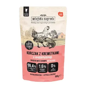 Wet cat food wiejskazagroda Chicken with shrimp and valerian, adult, 100 g, 10.2% protein, 80% moisture