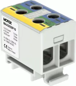 MOREK OTL-PEN50 Universal Terminal Block, 2xAl/Cu 1.5-50mm², 1000V, Yellow-Green/Blue