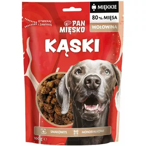 Лакомство для собак pan miĘsko Beef Bites 100 г — гипоаллергенное для взрослых, белок 29%, жир 12%, без глютена и сои