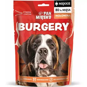 Лакомство для собак pan miĘsko Beef Burgers Adult 100 г — одноингредиентное гипоаллергенное говяжье угощение для взрослых собак