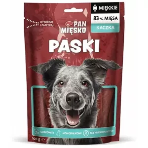 Лакомство для собак pan miĘsko Duck Strips 100 г — одноингредиентные утиные жевательные лакомства, без зерна, для взрослых собак