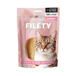 Влажные лакомства для кошек pan miĘsko Chicken Fillets 100 г — натуральное куриное, 28% белка, 68% влажности