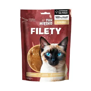 Лакомство для кошек pan miĘsko Duck Fillets 100 г — однокомпонентные кусочки утки, гипоаллергенные, без глютена и курицы