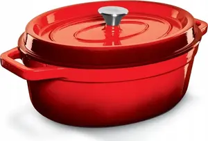 Sourcing Oval Pot with Lid 5.6 L Capacity, Model OVALRED
