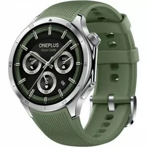 Смарт‑часы ONEPLUS Watch 3 Emerald Titanium — корпус 46 мм из нержавеющей стали, 1.5" AMOLED, GPS, IP68, 16 дней работы, резиновый зелёный ремешок