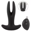 Анальный вибратор ANOS Silicone Black — 2-рукий RC, перезаряжаемый Photo 2