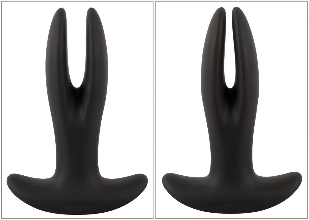 Анальный вибратор ANOS Silicone Black — 2-рукий RC, перезаряжаемый Photo 3