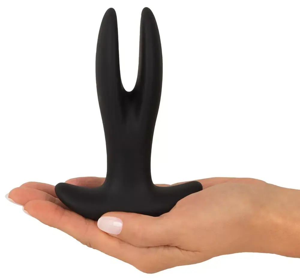 Анальный вибратор ANOS Silicone Black — 2-рукий RC, перезаряжаемый Photo 9