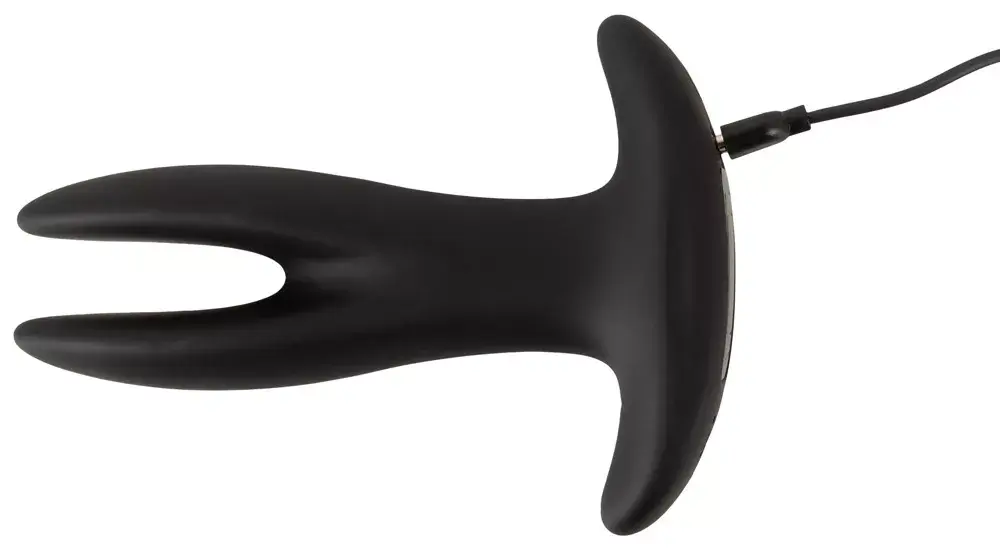 Анальный вибратор ANOS Silicone Black — 2-рукий RC, перезаряжаемый Photo 11