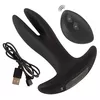 Анальный вибратор ANOS Silicone Black — 2-рукий RC, перезаряжаемый Photo 12
