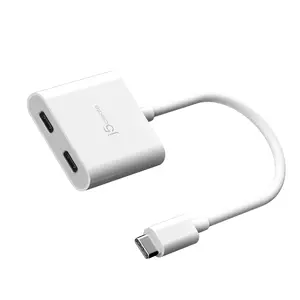j5create USB-C to Dual USB-C Adapter JCA164-N with Video and Power Delivery Support 0.1 m White Male to Female