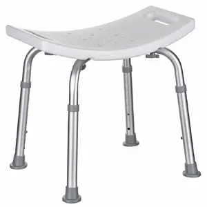 Shower stool ActionMed KP100AM rectangular height-adjustable seat, aluminium frame, 35–53 cm height, 49×29 cm seat, 110 kg max