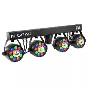 Portable LED party light N-Gear PB-FIVE, compact battery-powered unit with multicolor LEDs