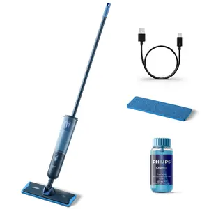 Cordless Electric Mop Philips 3000 series OneUp XV3101/01 with 0.27 L dirty water tank and 50 min runtime in blue