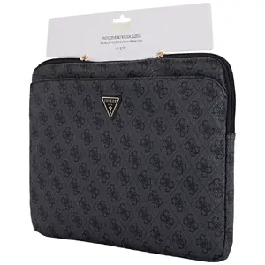 Чехол для ноутбука GUESS GUCS14ZP4DPTK для 14" устройств, чёрный, карман на молнии, треугольный логотип