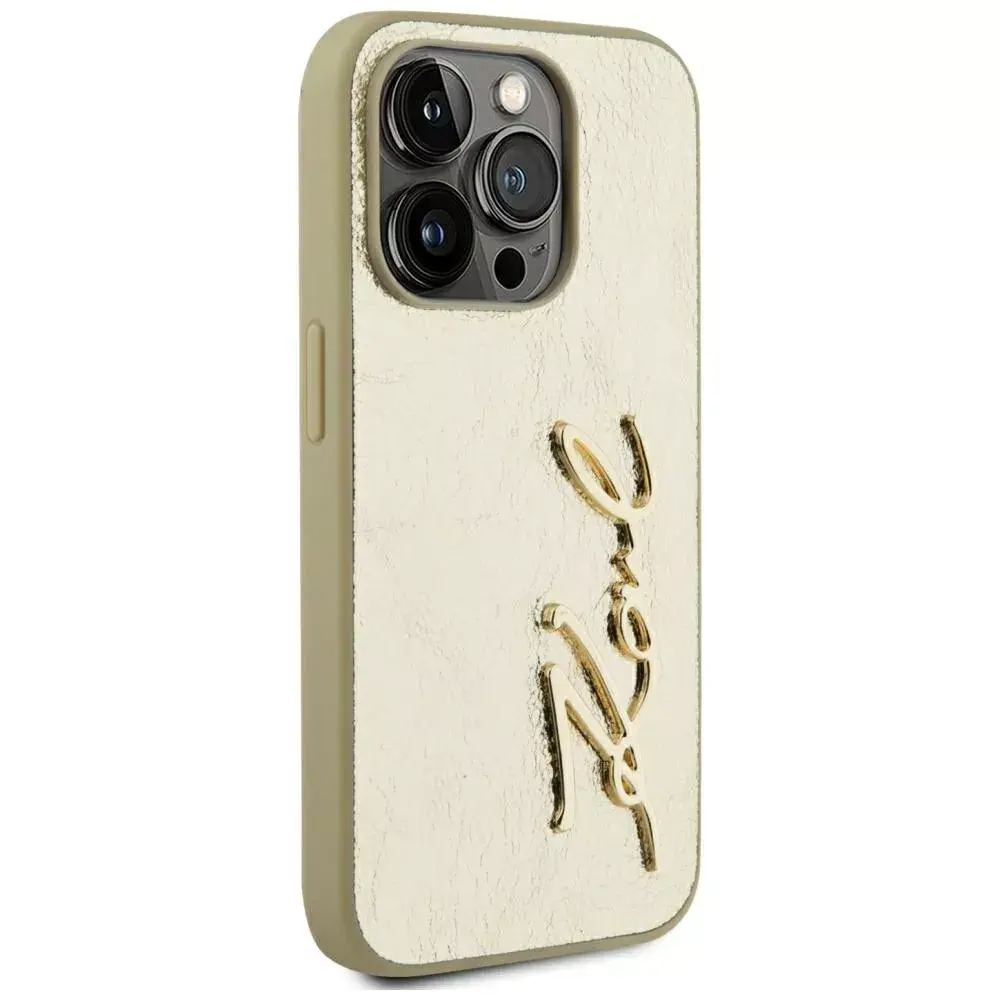 Karl Lagerfeld Wrinkled Metal Signature vāciņš iPhone 15 Pro Max Photo 2
