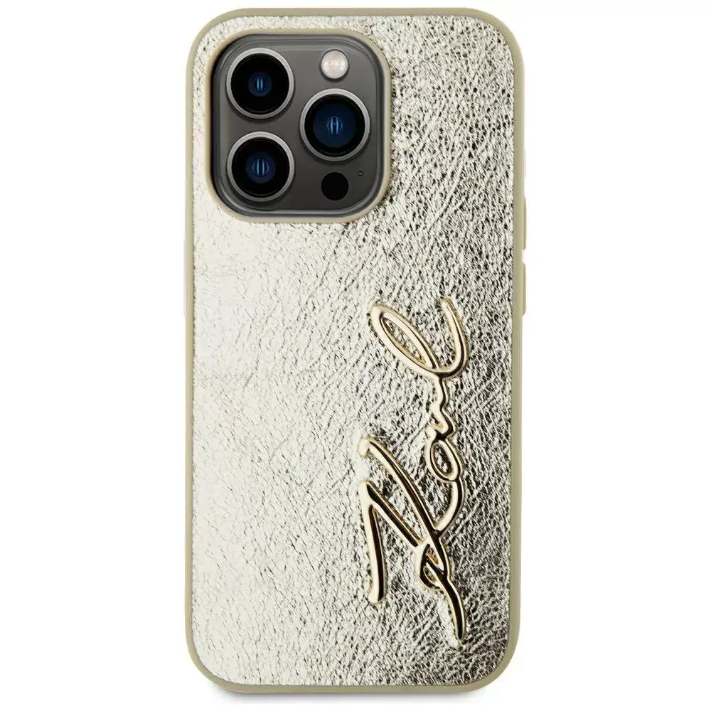 Karl Lagerfeld Wrinkled Metal Signature vāciņš iPhone 15 Pro Max Photo 5
