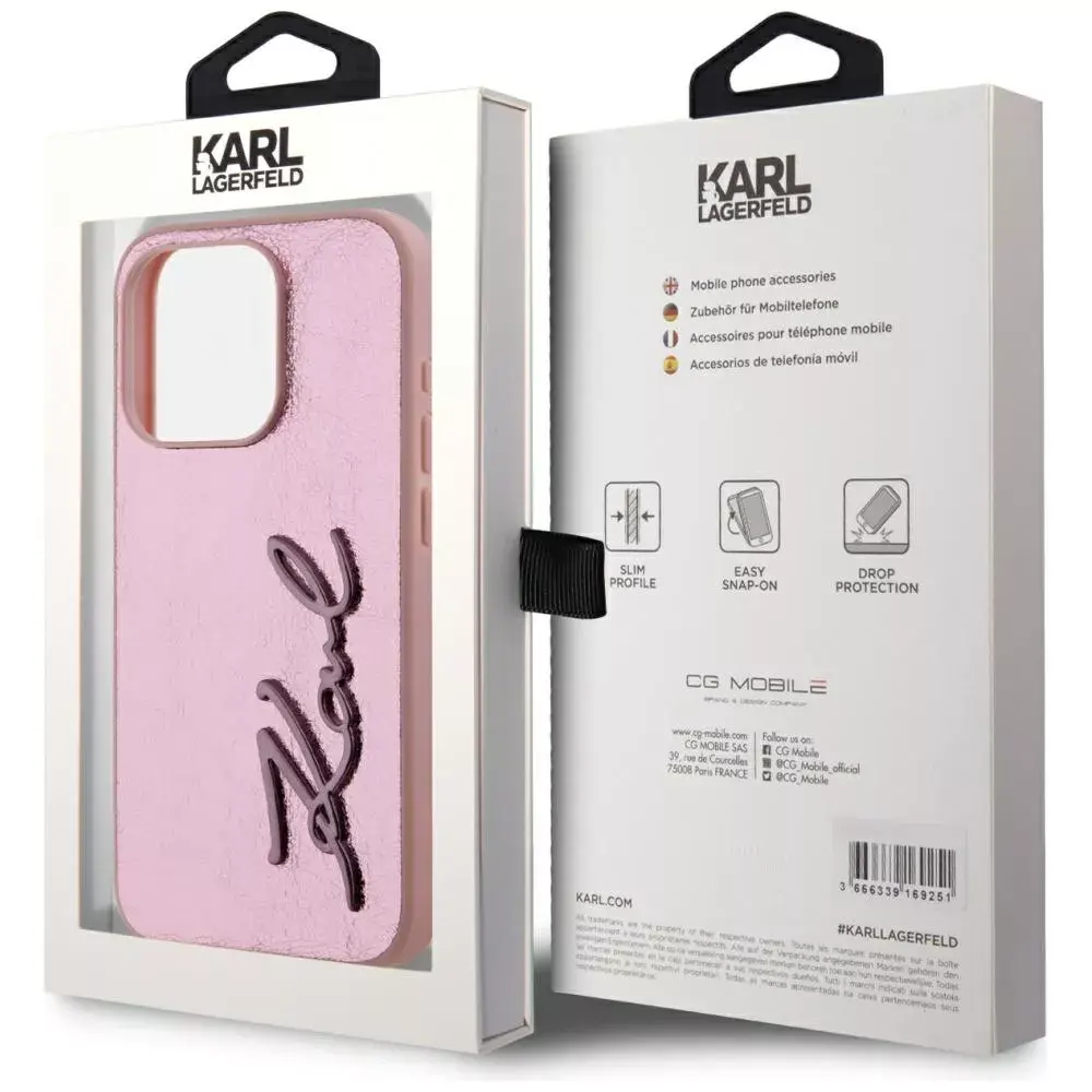 Karl Lagerfeld Wrinkled Metal Signature vāciņš iPhone 15 Pro Max Photo 3