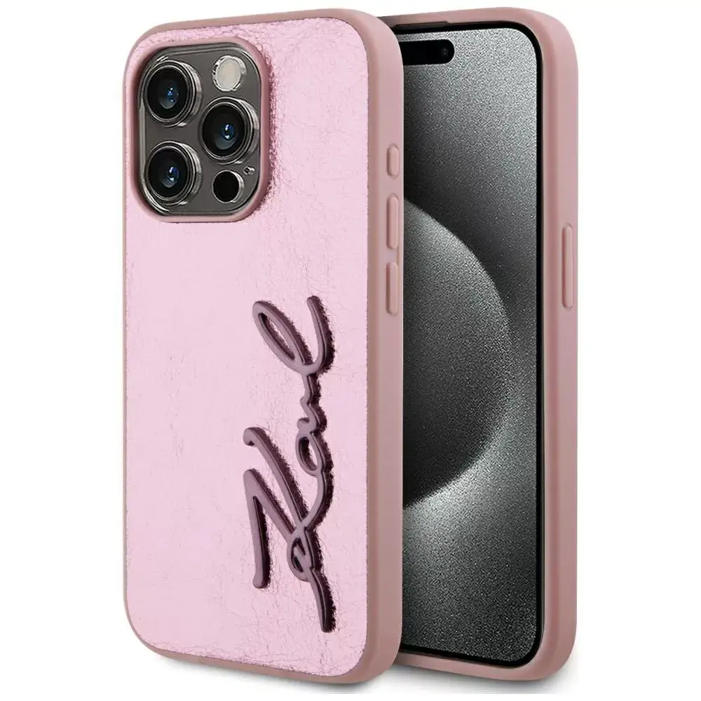 Karl Lagerfeld Wrinkled Metal Signature vāciņš iPhone 15 Pro Max Photo 4