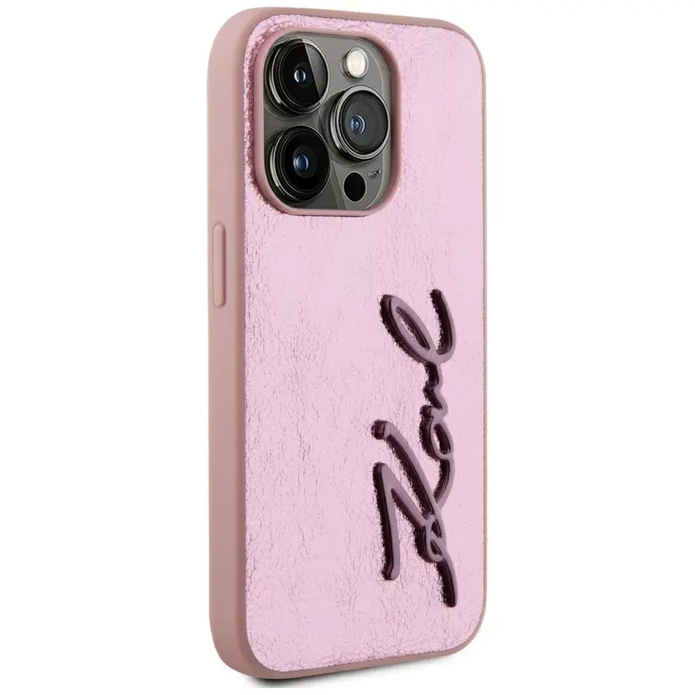 Karl Lagerfeld Wrinkled Metal Signature vāciņš iPhone 15 Pro Max Photo 5