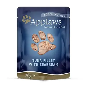 Влажный корм для кошек Applaws Tuna Fillet with Seabream 70 г — для взрослых, 16% белка, 1% жира, без глютена и сои, пауч