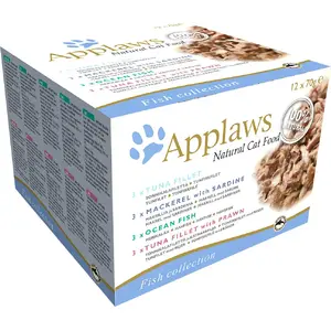 Влажный корм для кошек Applaws мультипак 12×70 г — рыба, взрослым, 16% белка, 1% жира, без глютена