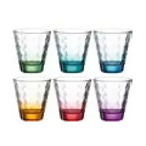 Drinking glass LEONARDO Optic 215 ml, glass, assorted colours, pack of 6