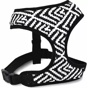 Dog harness Barry King BK-17410, durable fabric, Aztec pattern, black-white stripes, neck up to 28 cm, chest 34–45 cm