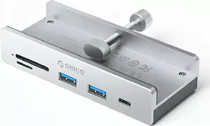 Зажимной USB-C хаб ORICO с 2x USB-A 3.2, 1x USB-C 3.2 и слотами SD/TF — серебристый