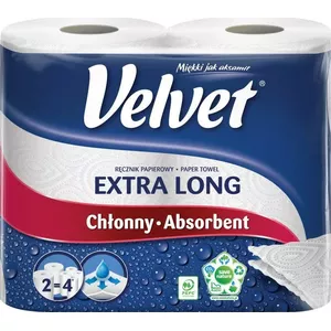 Paper towel roll Velvet 2-ply, 90 sheets per roll, 2 rolls, white