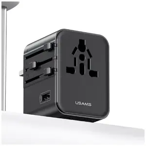 Сетевой адаптер-переходник usams CC308 с 2× USB-C портами, общая мощность 17W