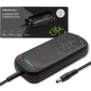 Ebike charger QOLTEC 50332 — 36V/42V output, 2A, 5.5×2.1 mm plug