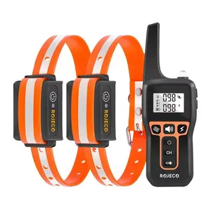 Dog training collar Rojeco PD5291000m with 2 collars, rechargeable remote, adjustable static/vibration/sound