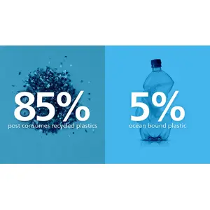 Built with 85% PCR and 5% ocean-bound plastics