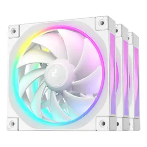 12 cm case fan DeepCool FL12 WH — 3-pack, 120×120×25 mm, 2150 RPM, 55 CFM, Fluid Dynamic Bearing, PWM, multi-LED, 4-pin