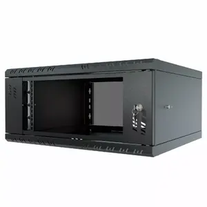 19" skapītis-rack Stalflex S-RC19-4U-450GB 4U, dziļums 450 mm, stikla priekšējās durvis, melns