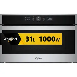 Whirlpool WMD44MX iebūvējamā mikroviļņu krāsns ar grilu, 31 L ietilpība, 1000 W jauda, skārienjutīga vadība, LED displejs, nerūsējošā tērauda apdare