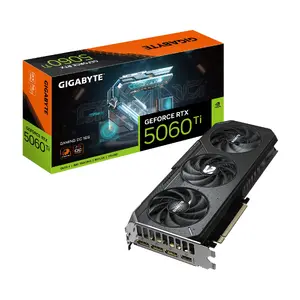 Grafiskā karte GIGABYTE GeForce RTX 5060 Ti — 16 GB GDDR7, PCIe 5.0, 128-bit, 3 ventilatori