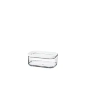 Taisnstūra uzglabāšanas trauks Rosti Mepal Modula 0,425 l — 144×90×59 mm, caurspīdīgs/balts