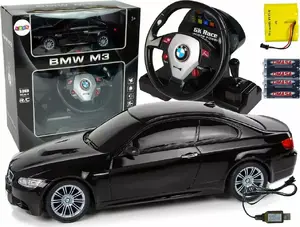 Радиоуправляемая модель LEANToys BMW M3 1:18, 2.4 ГГц, руль-пульт, звук и свет, чёрная