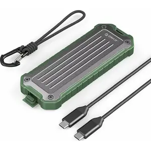 ORICO Pārnēsājams M.2 NVMe/SATA SSD korpuss USB-C 3.2, pelēki zaļš